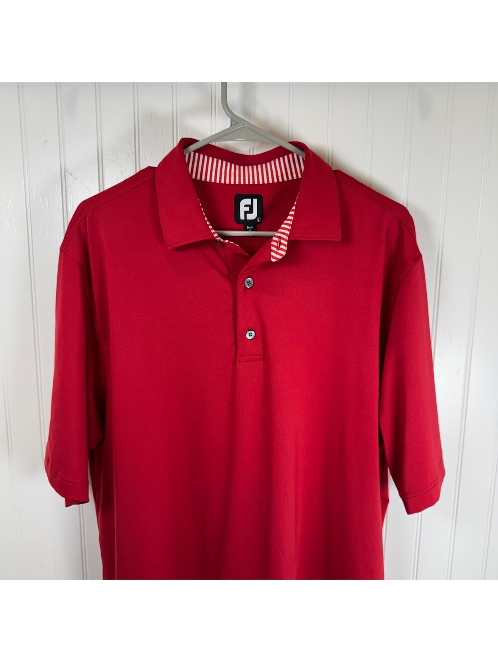 FootJoy Men's Short Sleeve Red Golf Athletic Polo Shirt Large No Logos